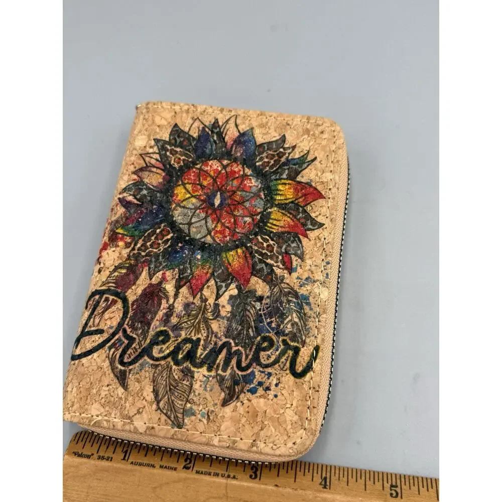 New Cork Zip Around Wallet Dreamcatcher Vegan Leather Boho Organizer